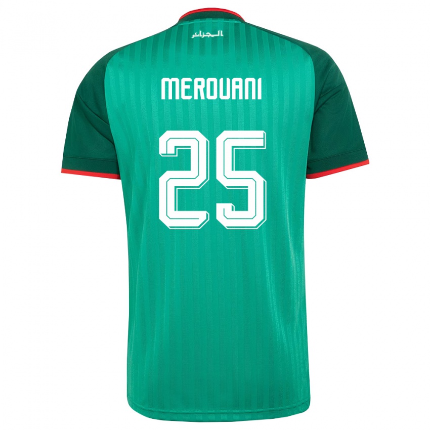 גברים אלג'יריה Djibril Merouani #25 ירוק אדום לבן הרחק ג'רזי 26-28 חולצה קצרה