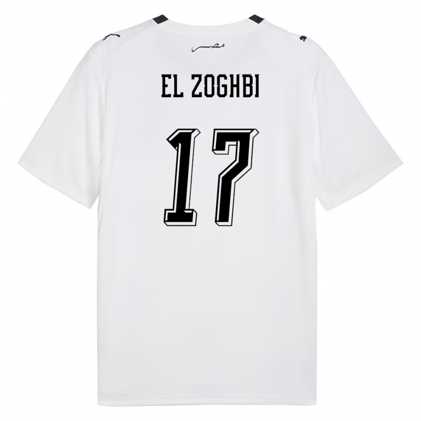 גברים מצרים Abdelaziz El Zoghbi #17 לבן אפור שחור הרחק ג'רזי 26-28 חולצה קצרה