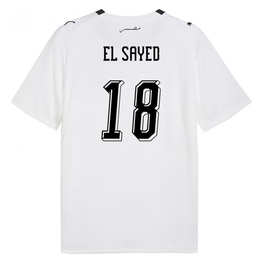 גברים מצרים Mohamed El Sayed #18 לבן אפור שחור הרחק ג'רזי 26-28 חולצה קצרה