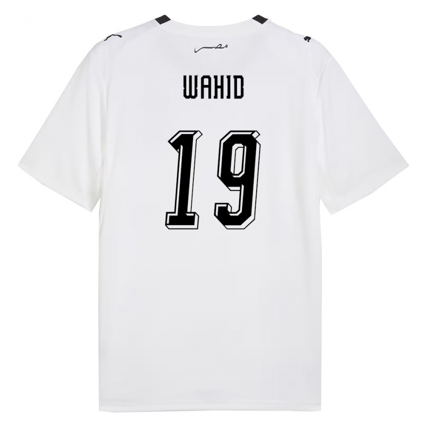 גברים מצרים Ahmed Wahid #19 לבן אפור שחור הרחק ג'רזי 26-28 חולצה קצרה