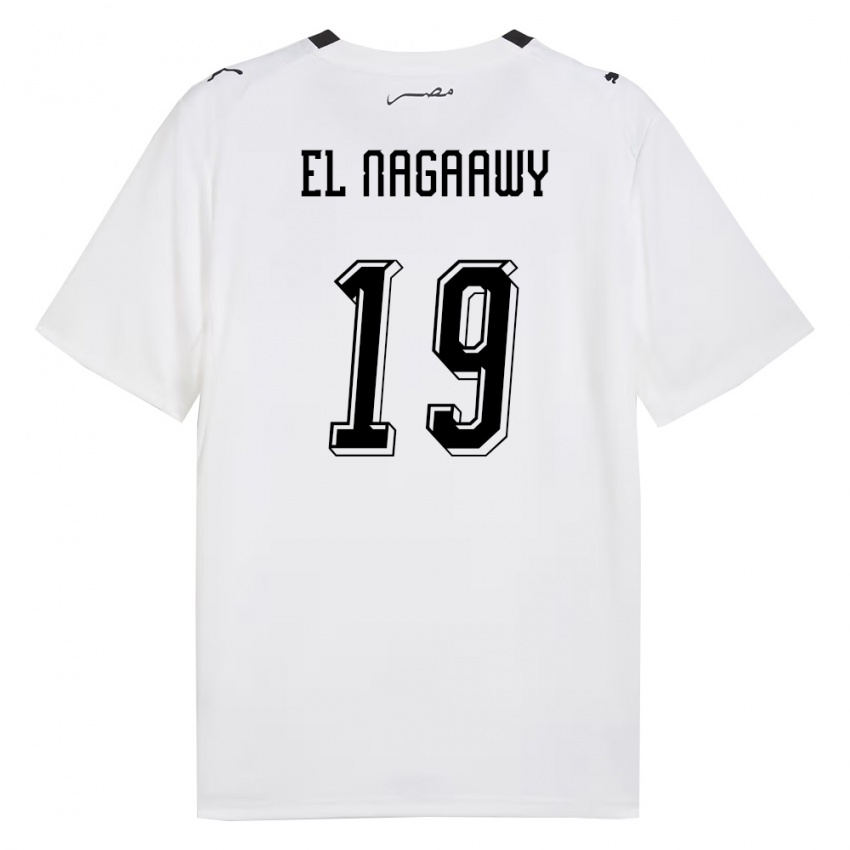 גברים מצרים Ibrahim El Nagaawy #19 לבן אפור שחור הרחק ג'רזי 26-28 חולצה קצרה