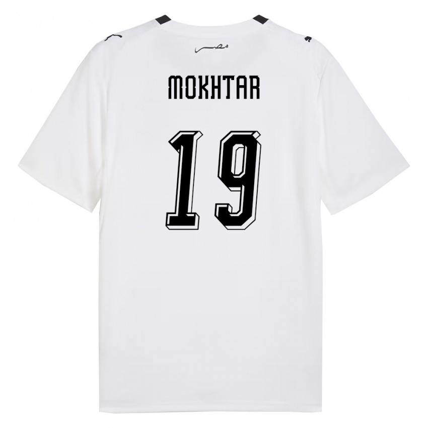 גברים מצרים Khaled Mokhtar #19 לבן אפור שחור הרחק ג'רזי 26-28 חולצה קצרה