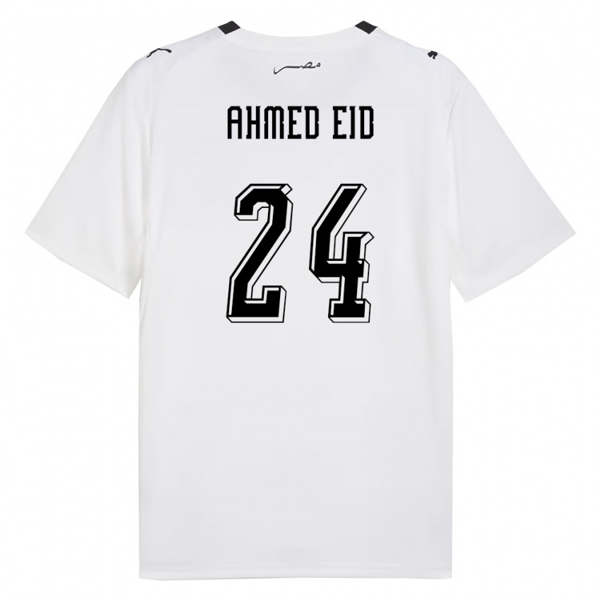 גברים מצרים Ahmed Eid #24 לבן אפור שחור הרחק ג'רזי 26-28 חולצה קצרה