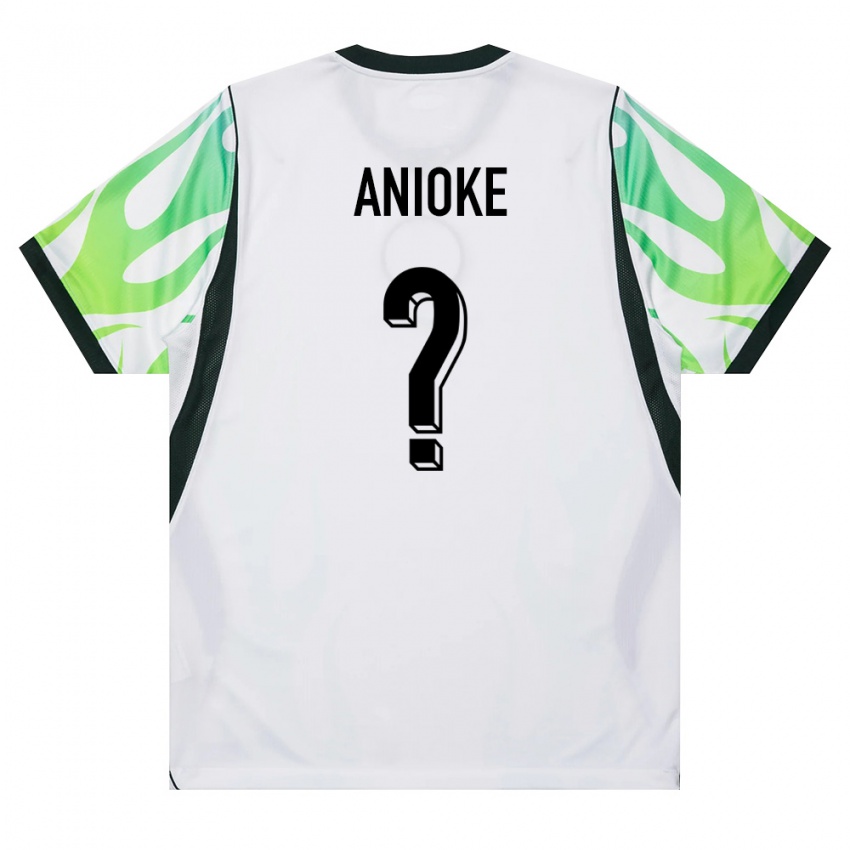 גברים ניגריה Anthony Anioke #0 לבן ירוק הרחק ג'רזי 26-28 חולצה קצרה