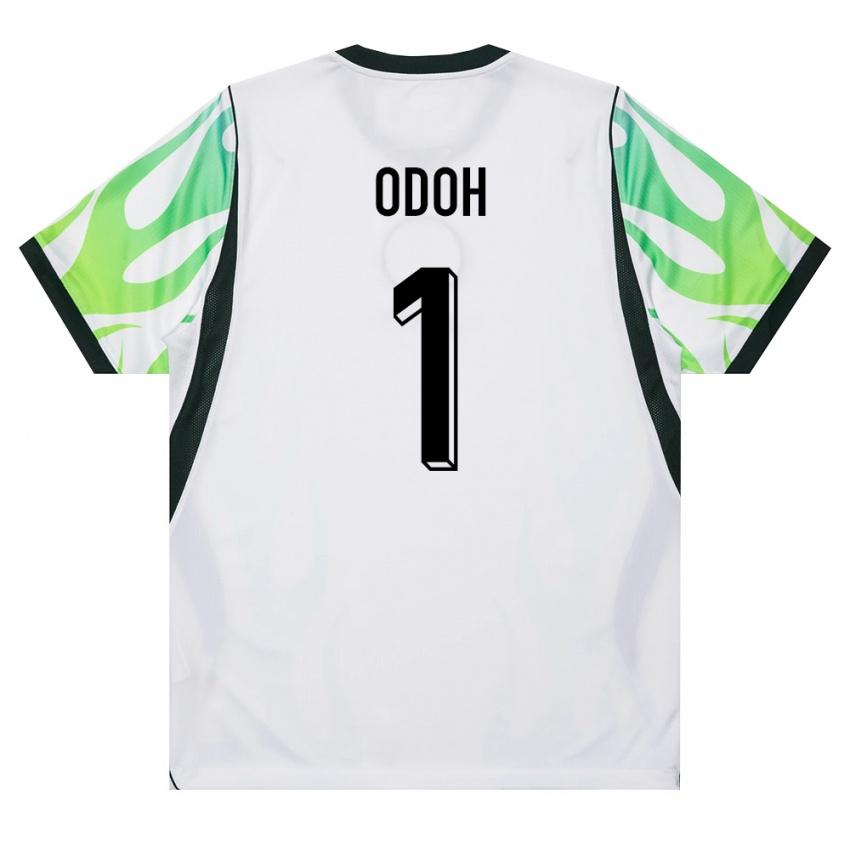 גברים ניגריה Richard Odoh #1 לבן ירוק הרחק ג'רזי 26-28 חולצה קצרה