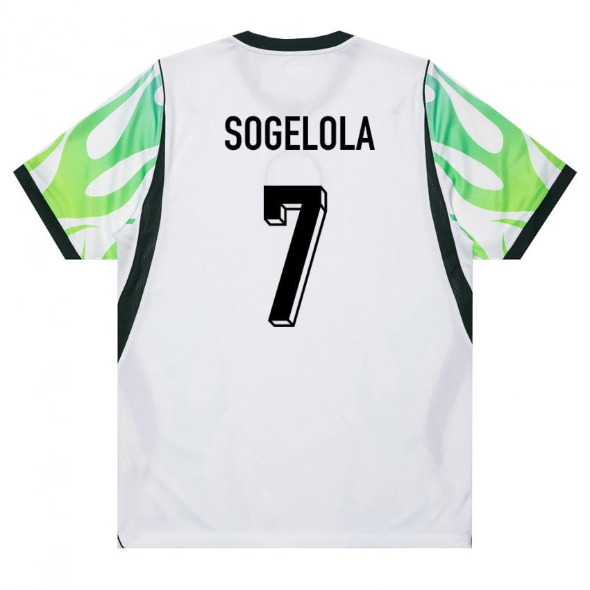 גברים ניגריה Taiwo Sogelola #7 לבן ירוק הרחק ג'רזי 26-28 חולצה קצרה