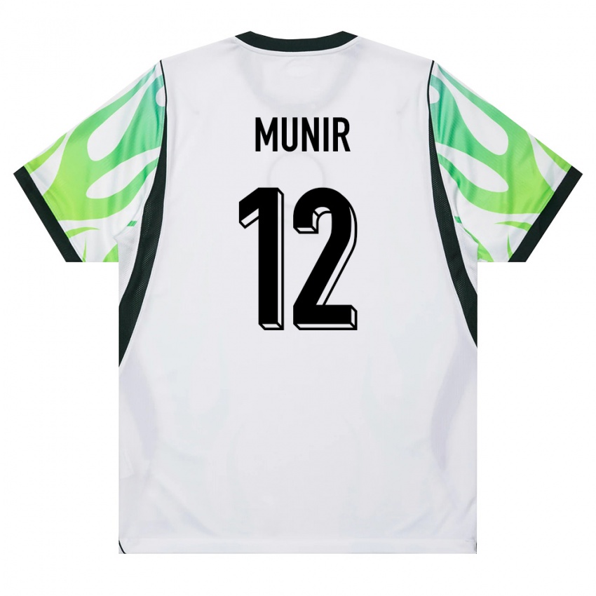 גברים ניגריה Idris Munir #12 לבן ירוק הרחק ג'רזי 26-28 חולצה קצרה
