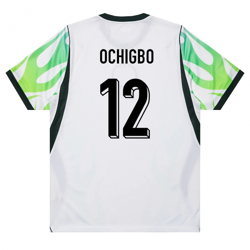 גברים ניגריה Edward Ochigbo #12 לבן ירוק הרחק ג'רזי 26-28 חולצה קצרה