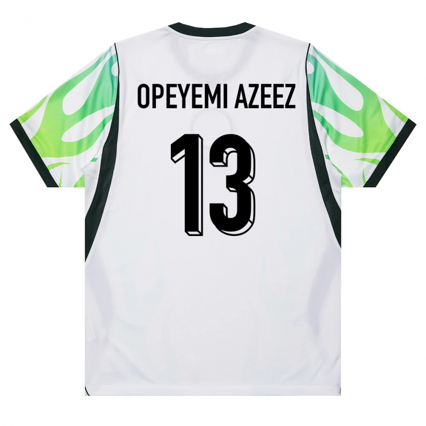 גברים ניגריה Jubril Opeyemi Azeez #13 לבן ירוק הרחק ג'רזי 26-28 חולצה קצרה