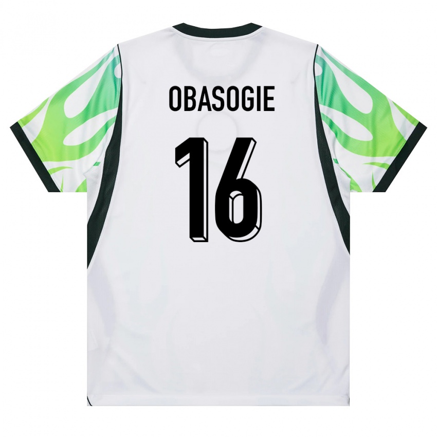 גברים ניגריה Amas Obasogie #16 לבן ירוק הרחק ג'רזי 26-28 חולצה קצרה