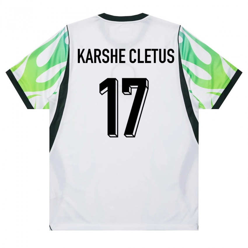 גברים ניגריה Simon Karshe Cletus #17 לבן ירוק הרחק ג'רזי 26-28 חולצה קצרה