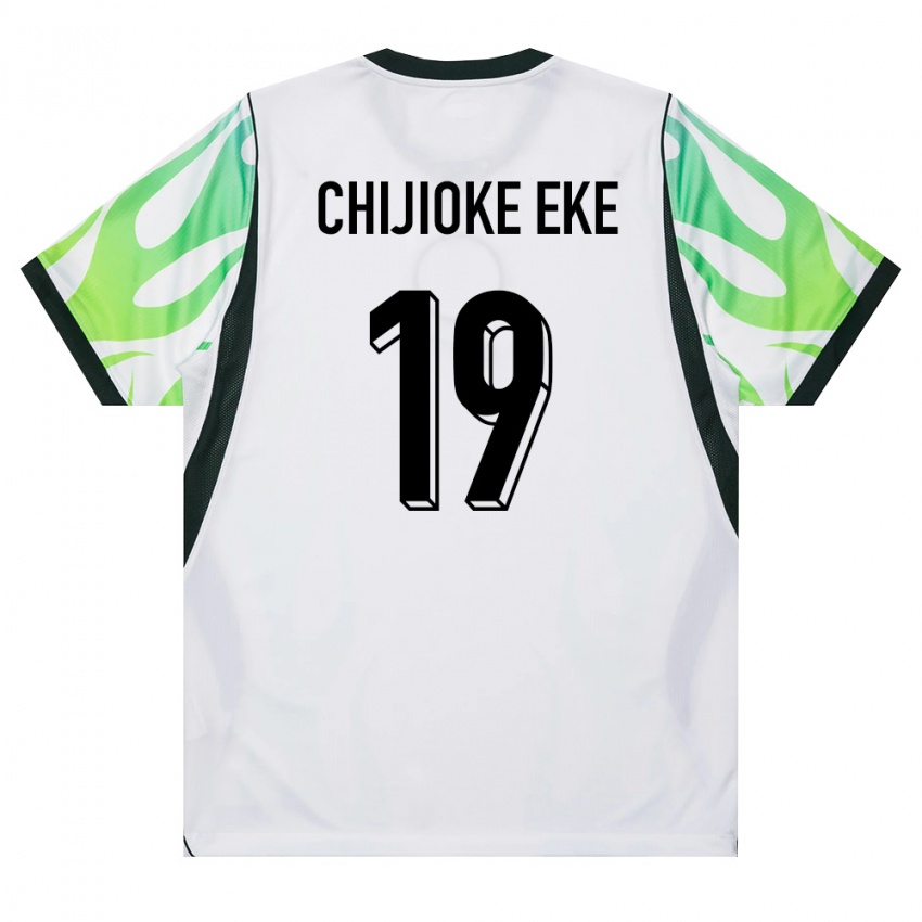 גברים ניגריה Light Chijioke Eke #19 לבן ירוק הרחק ג'רזי 26-28 חולצה קצרה