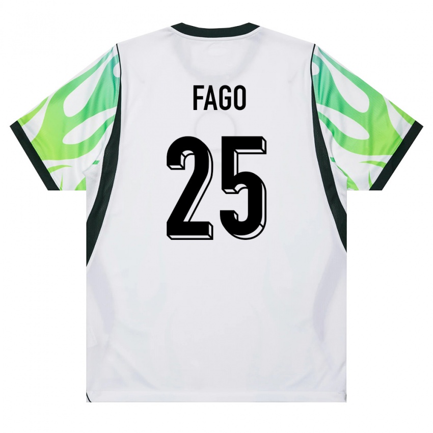 גברים ניגריה Salim Fago Lawal #25 לבן ירוק הרחק ג'רזי 26-28 חולצה קצרה