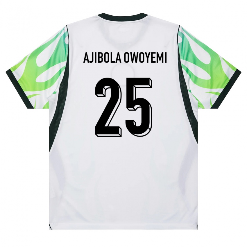 גברים ניגריה Usman Ajibola Owoyemi #25 לבן ירוק הרחק ג'רזי 26-28 חולצה קצרה