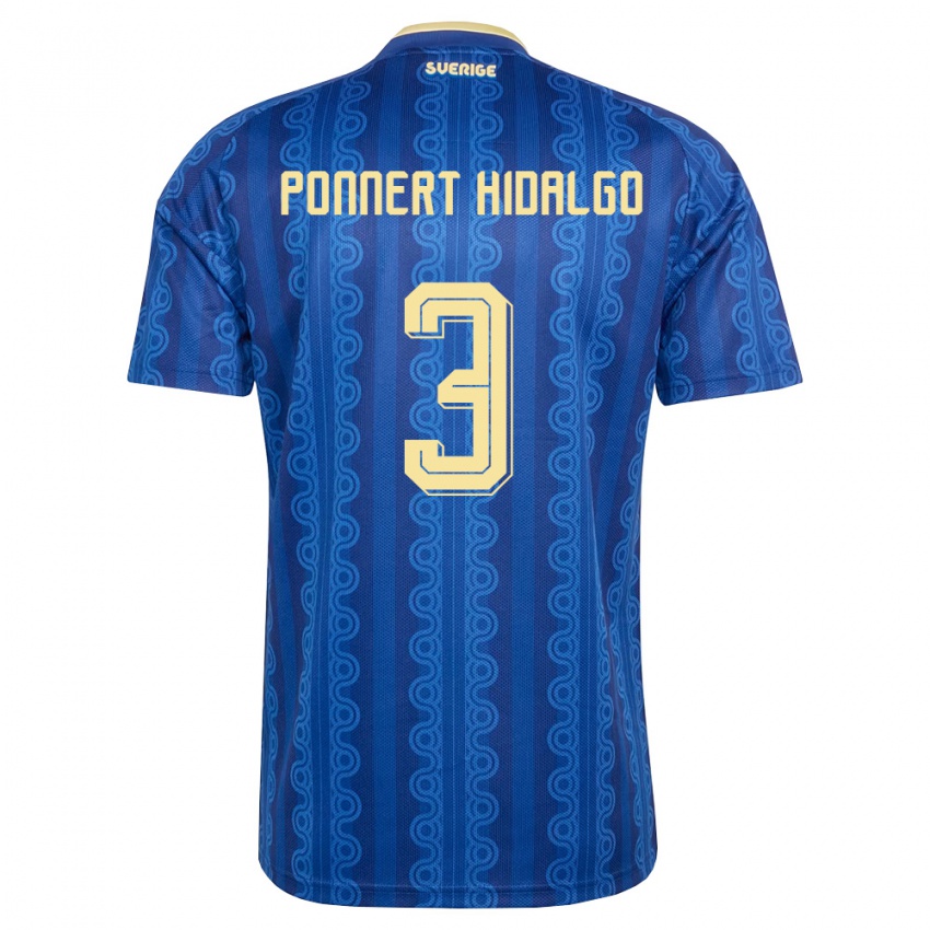 גברים שוודיה Vicente Ponnert Hidalgo #3 כחול כהה צהוב הרחק ג'רזי 26-28 חולצה קצרה