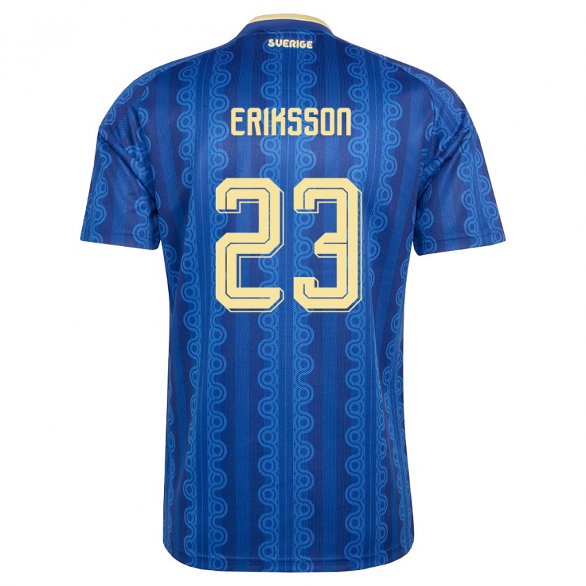 גברים שוודיה Simon Eriksson #23 כחול כהה צהוב הרחק ג'רזי 26-28 חולצה קצרה