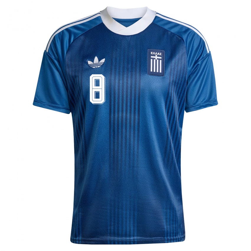 גברים יוון קונסטנטינוס גומאס #8 כהה כחול לבן הרחק ג'רזי 26-28 חולצה קצרה