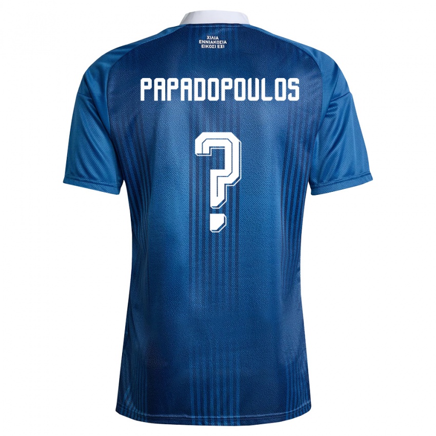 גברים יוון Christos Papadopoulos #0 כהה כחול לבן הרחק ג'רזי 26-28 חולצה קצרה
