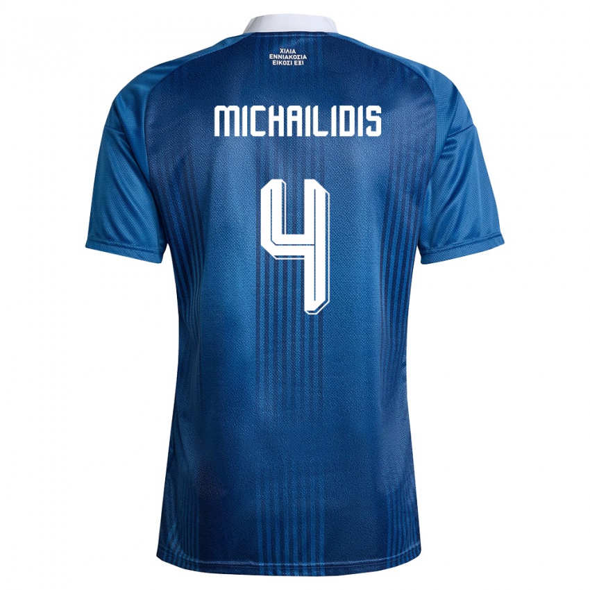 גברים יוון Giannis Michailidis #4 כהה כחול לבן הרחק ג'רזי 26-28 חולצה קצרה