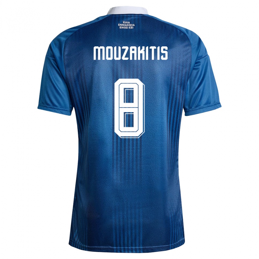 גברים יוון חריסטוס מוזאקיטיס #8 כהה כחול לבן הרחק ג'רזי 26-28 חולצה קצרה