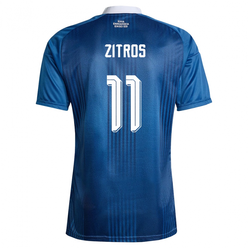 גברים יוון Menelaos Zitros #11 כהה כחול לבן הרחק ג'רזי 26-28 חולצה קצרה