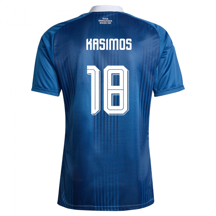גברים יוון Georgios Kasimos #18 כהה כחול לבן הרחק ג'רזי 26-28 חולצה קצרה