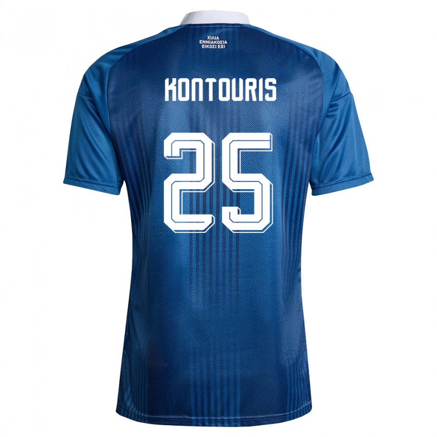 גברים יוון Sotiris Kontouris #25 כהה כחול לבן הרחק ג'רזי 26-28 חולצה קצרה
