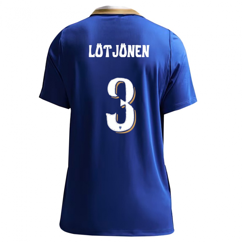 גברים פינלנד Arttu Lötjönen #3 כחול לבן הרחק ג'רזי 26-28 חולצה קצרה