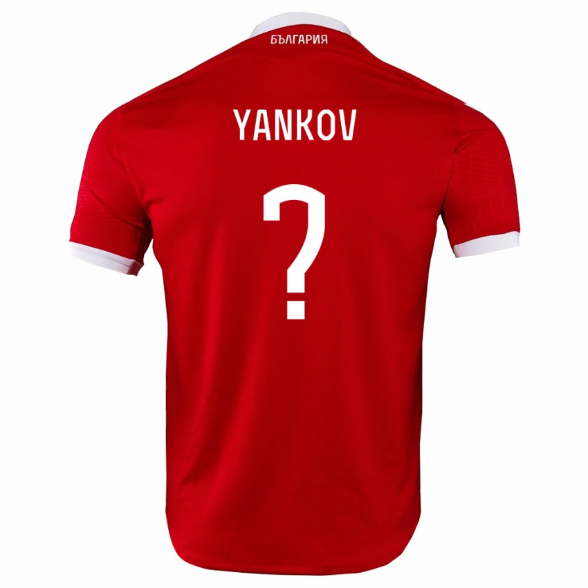 גברים בולגריה Martin Yankov #0 אדום לבן הרחק ג'רזי 26-28 חולצה קצרה