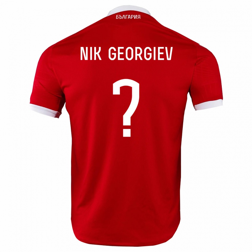 גברים בולגריה Nik Georgiev #0 אדום לבן הרחק ג'רזי 26-28 חולצה קצרה