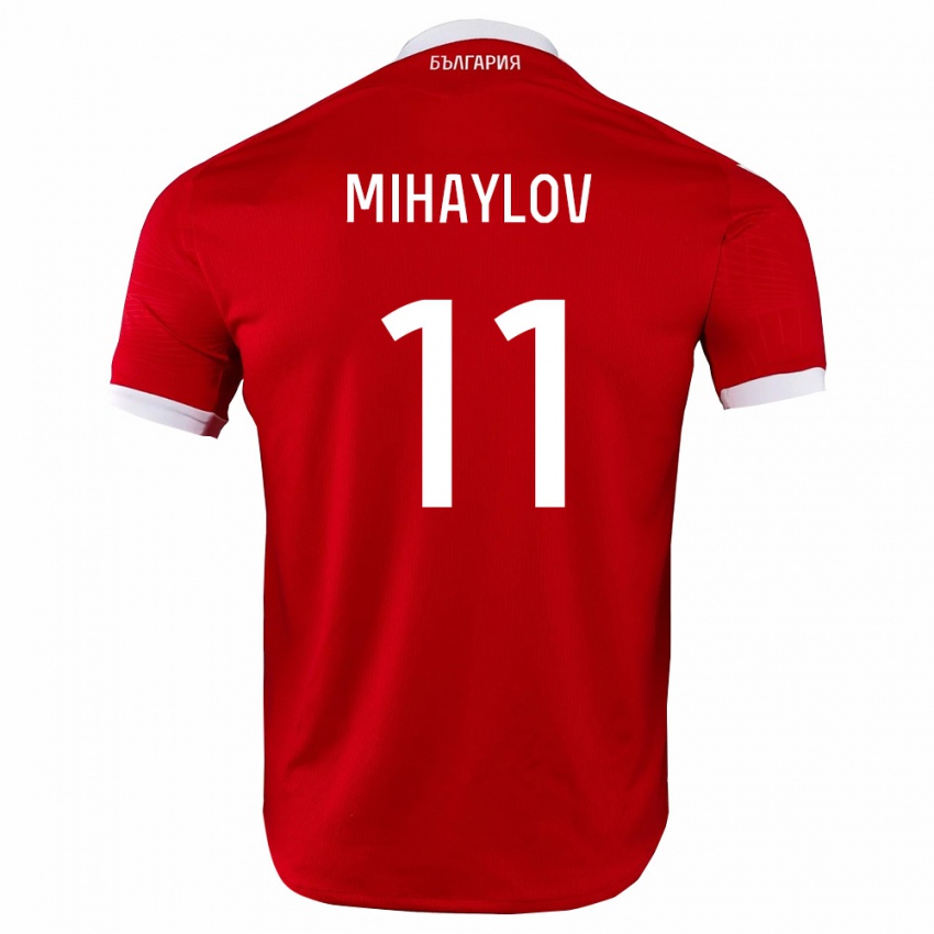 גברים בולגריה Kristian Mihaylov #11 אדום לבן הרחק ג'רזי 26-28 חולצה קצרה