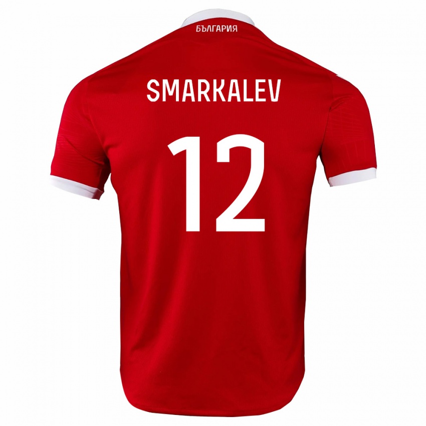 גברים בולגריה Stefan Smarkalev #12 אדום לבן הרחק ג'רזי 26-28 חולצה קצרה