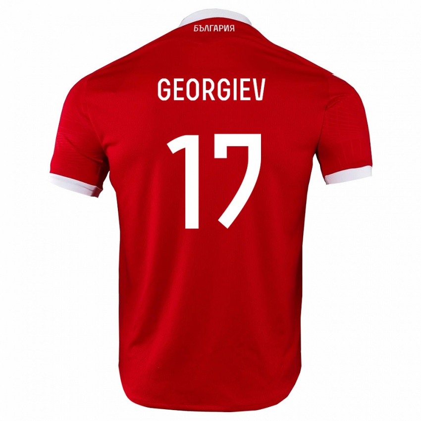 גברים בולגריה Yastiyan Georgiev #17 אדום לבן הרחק ג'רזי 26-28 חולצה קצרה