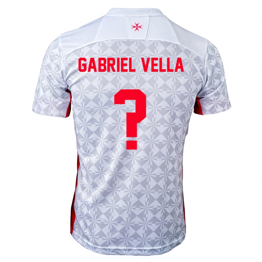 גברים מלטה Gabriel Vella #0 אפור לבן אדום הרחק ג'רזי 26-28 חולצה קצרה