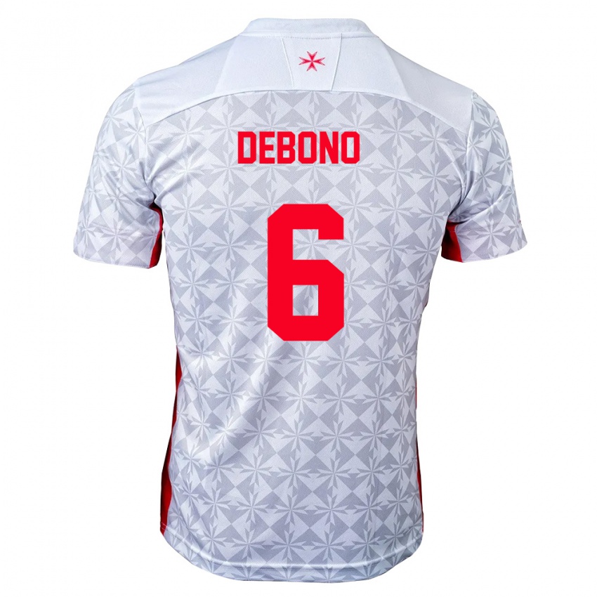 גברים מלטה Ryan Debono #6 אפור לבן אדום הרחק ג'רזי 26-28 חולצה קצרה