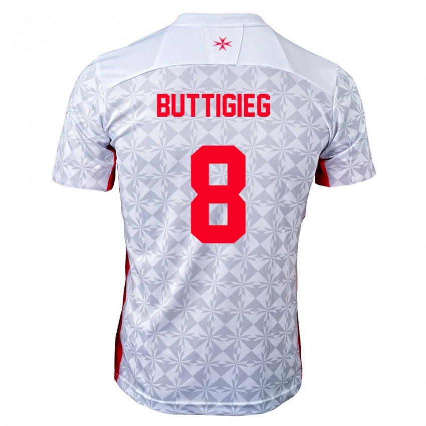 גברים מלטה Luke Buttigieg #8 אפור לבן אדום הרחק ג'רזי 26-28 חולצה קצרה