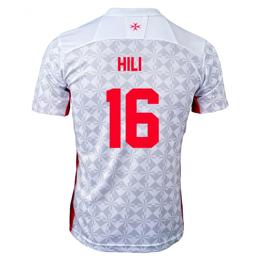 גברים מלטה Kayden Hili #16 אפור לבן אדום הרחק ג'רזי 26-28 חולצה קצרה