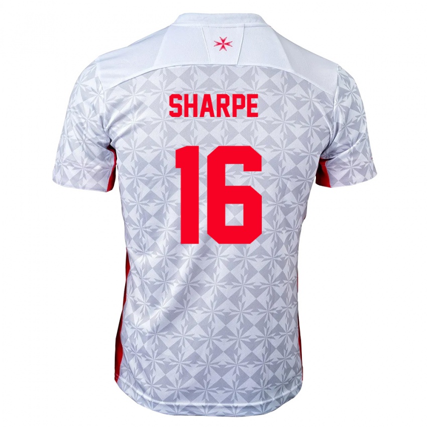 גברים מלטה James Sharpe #16 אפור לבן אדום הרחק ג'רזי 26-28 חולצה קצרה