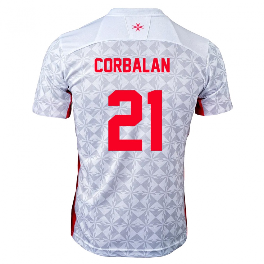 גברים מלטה Juan Corbalan #21 אפור לבן אדום הרחק ג'רזי 26-28 חולצה קצרה