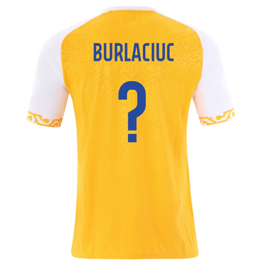 גברים מולדובה Stanislav Burlaciuc #0 צהוב לבן הרחק ג'רזי 26-28 חולצה קצרה