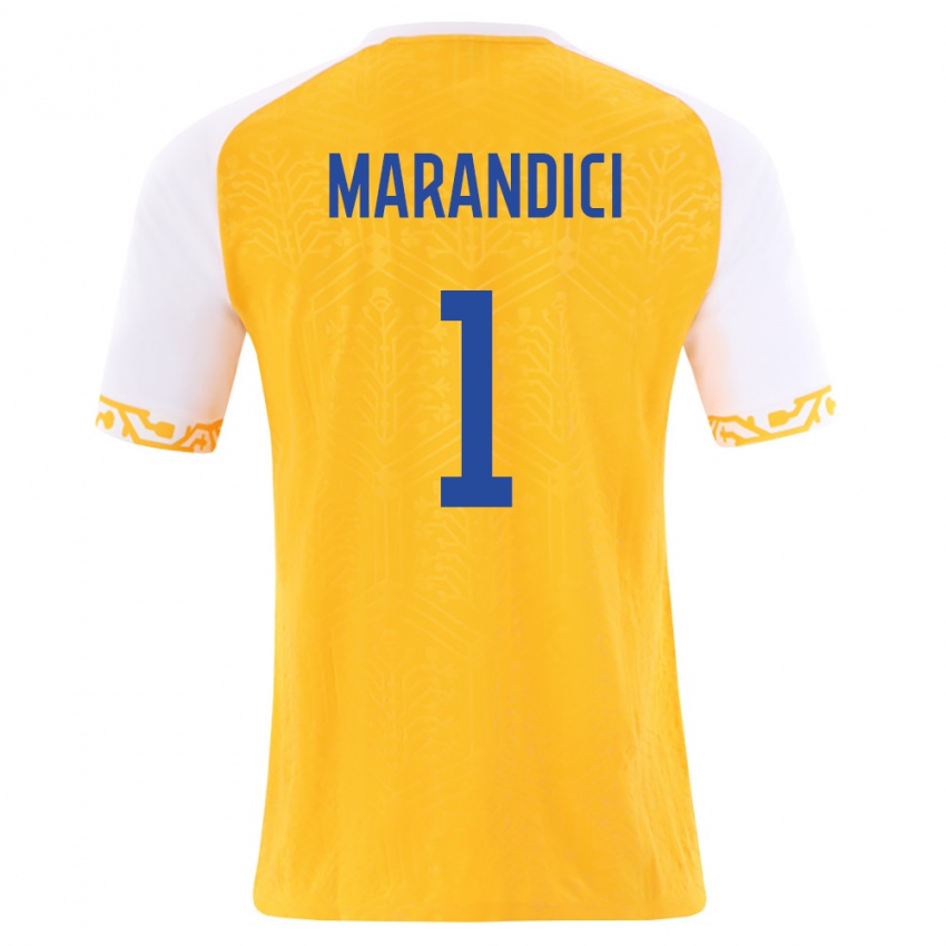 גברים מולדובה Maxim Marandici #1 צהוב לבן הרחק ג'רזי 26-28 חולצה קצרה
