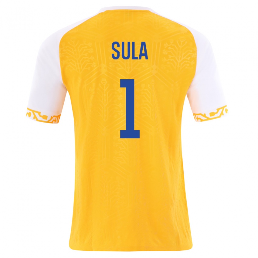 גברים מולדובה Hector Sula #1 צהוב לבן הרחק ג'רזי 26-28 חולצה קצרה
