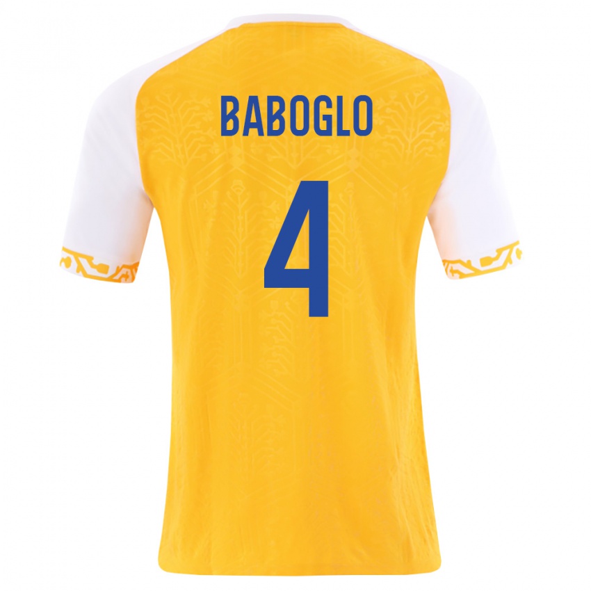 גברים מולדובה Vladyslav Baboglo #4 צהוב לבן הרחק ג'רזי 26-28 חולצה קצרה