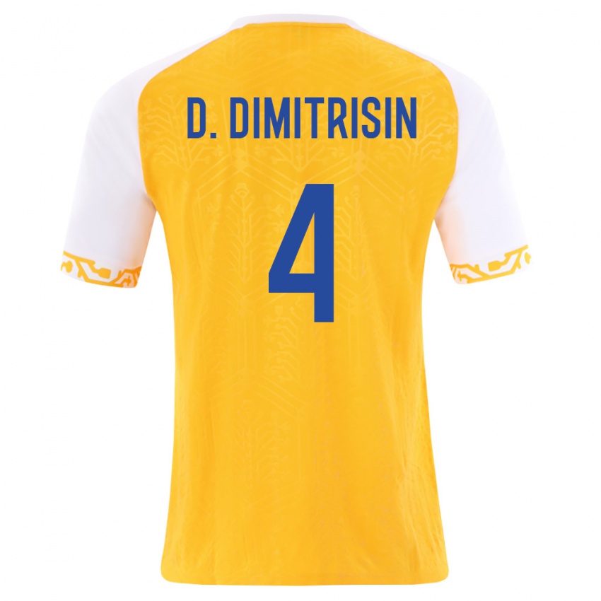 גברים מולדובה David Dimitrișin #4 צהוב לבן הרחק ג'רזי 26-28 חולצה קצרה