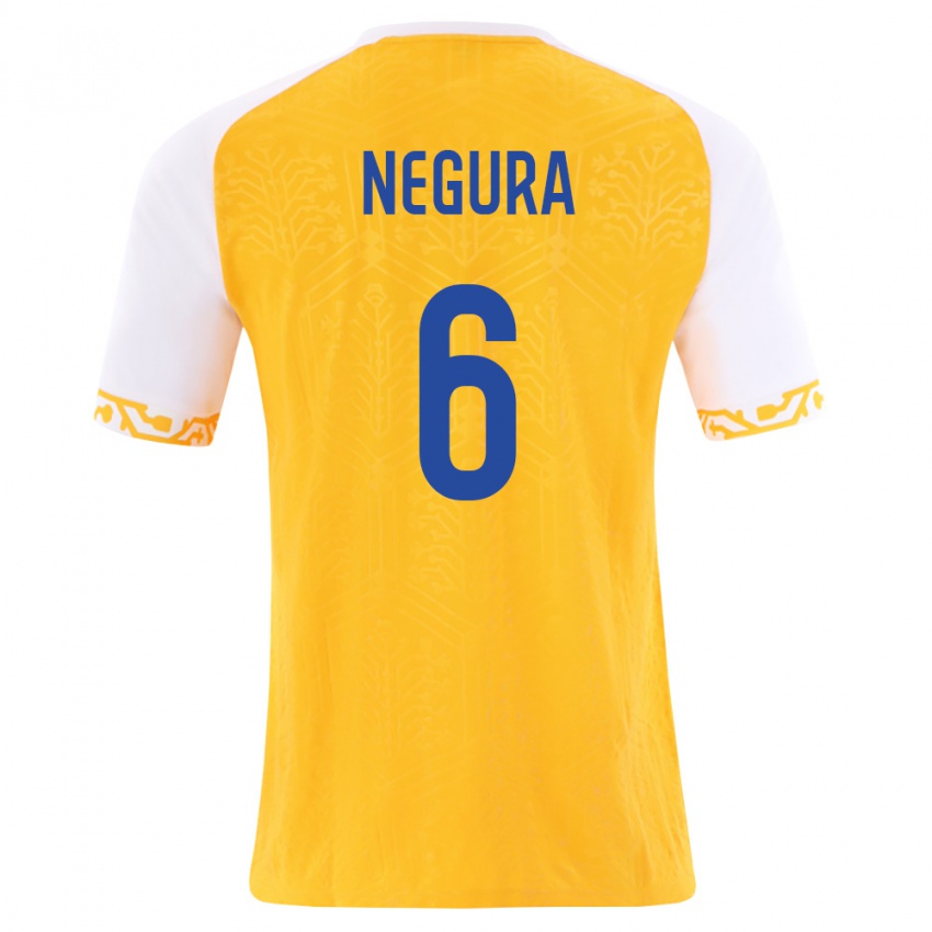 גברים מולדובה Alexandru Negura #6 צהוב לבן הרחק ג'רזי 26-28 חולצה קצרה