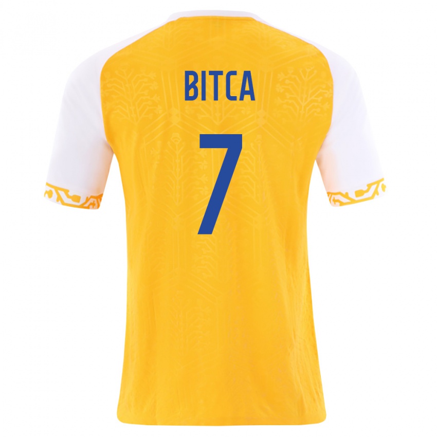 גברים מולדובה Ștefan Bîtca #7 צהוב לבן הרחק ג'רזי 26-28 חולצה קצרה