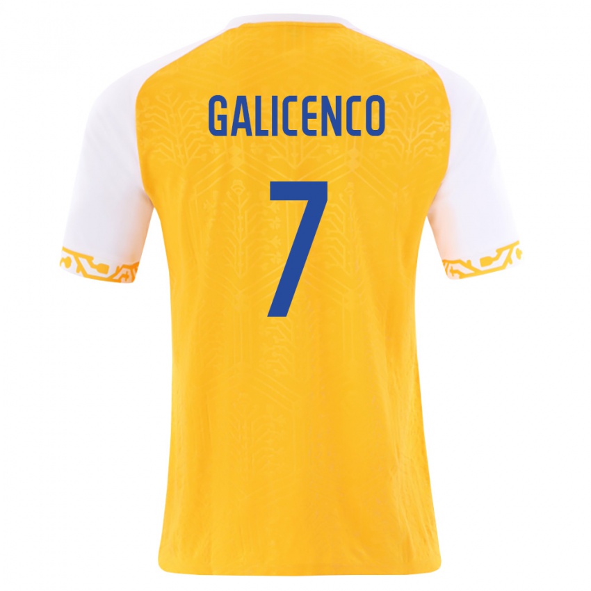 גברים מולדובה Catalin Galicenco #7 צהוב לבן הרחק ג'רזי 26-28 חולצה קצרה