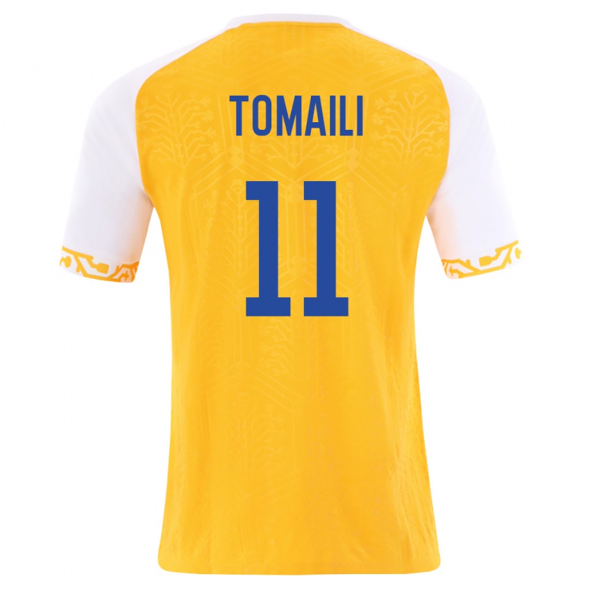 גברים מולדובה Serghei Tomaili #11 צהוב לבן הרחק ג'רזי 26-28 חולצה קצרה