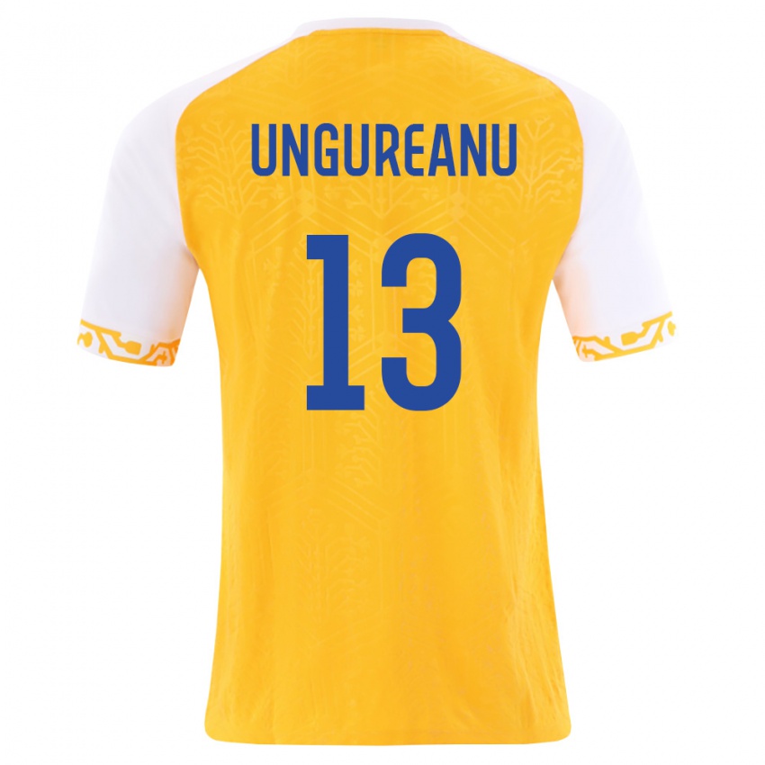 גברים מולדובה Sergiu Ungureanu #13 צהוב לבן הרחק ג'רזי 26-28 חולצה קצרה