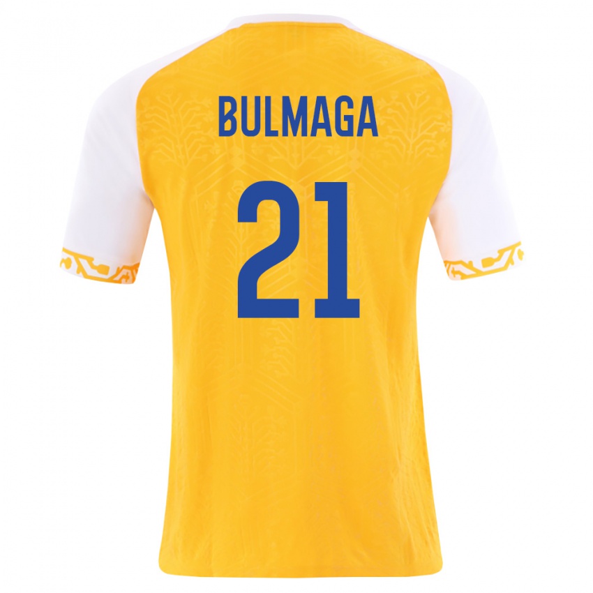 גברים מולדובה Leonard Bulmaga #21 צהוב לבן הרחק ג'רזי 26-28 חולצה קצרה